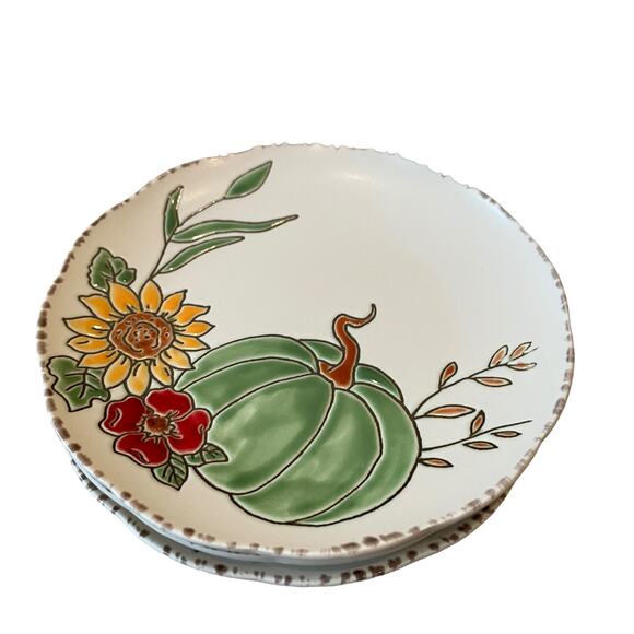 Eli & Ana Pumpkin Appetizer Plates 6in Thanksgiving Fall Harvest Set of 4 New - Picture 5 of 14